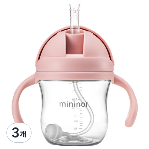 미니노어 트라이탄 빨대쥬스컵 빨대컵 220ml, 핑크, 3개
