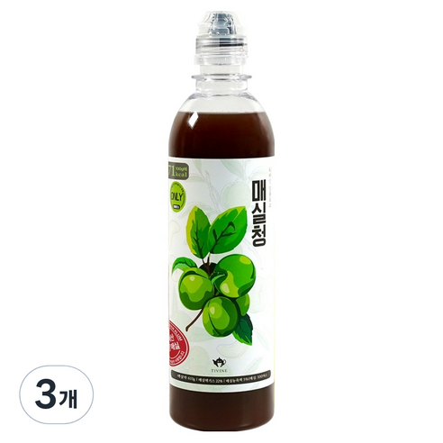 티바인 알룰로스 매실청 매실액기스 원액, 610g, 3개