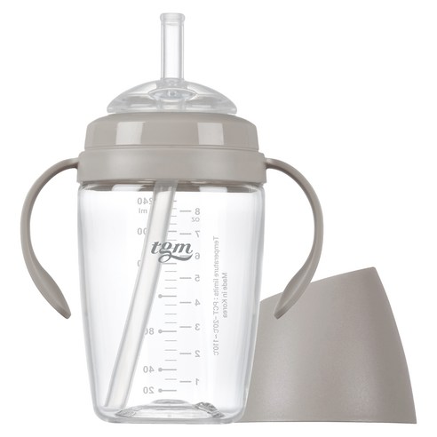 티지엠 쌀알 트라이탄 빨대컵 240ml, 1개, 웜그레이