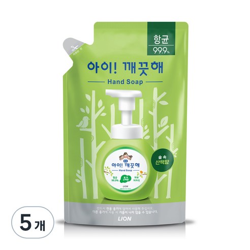 아이깨끗해 핸드솝 리필 숲 속 산책향, 5개, 450ml