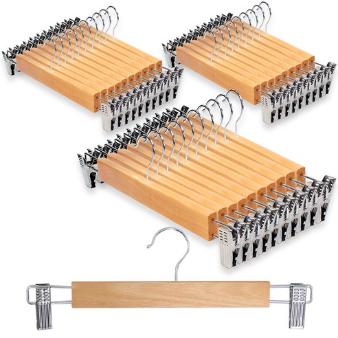 리벤스 프리미엄 원목 바지걸이, 내츄럴 우드, 10개