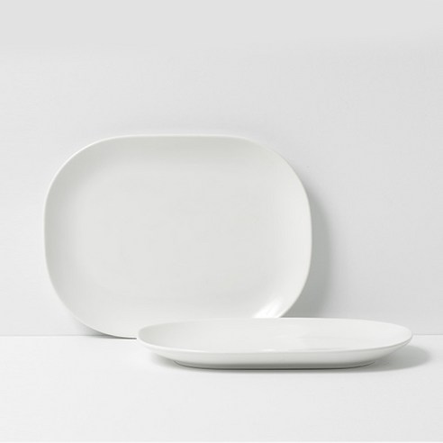 보울보울 레트로라인 오발플레이트 23cm 밀크화이트, 2개, 오발플레이트M 2개