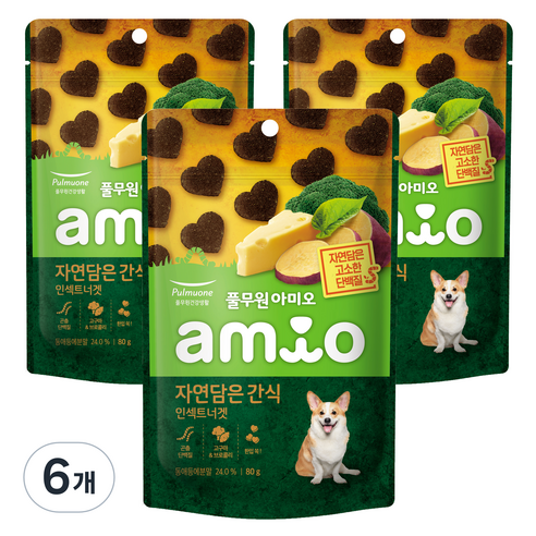 풀무원아미오 강아지 자연 담은 간식, 인섹트너겟, 80g, 6개