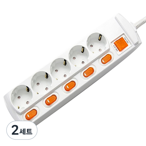 지거성산업 지앤탭 멀티탭 개별형 5구 GS-C16A5S+안전커버 2p 랜덤발송, 6m, 2세트