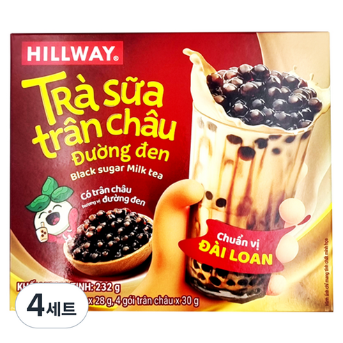 힐웨이 블랙 슈가 밀크티 고형차 28g x 4p + 버블 30g x 4p 세트, 4세트