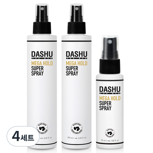 다슈 포 맨 프리미엄 메가 홀드 슈퍼 헤어스프레이 250ml 2p+50ml 세트, 4개