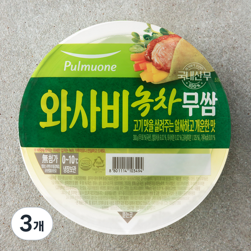 풀무원 와사비녹차 무쌈, 300g, 3개