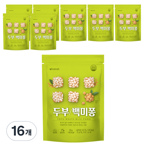 아이배냇 두부 백미퐁 30g, 두부 + 백미 혼합맛, 16개