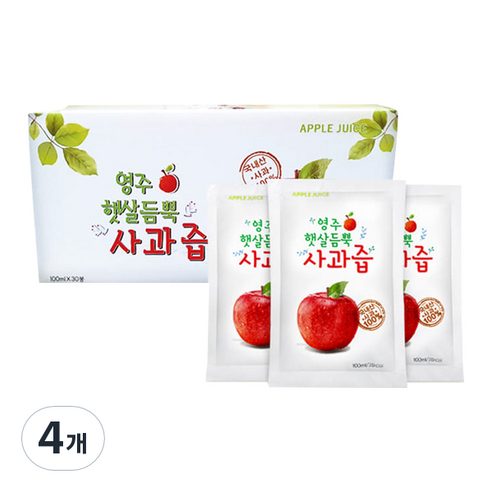영주 햇살듬뿍 사과즙 30p, 4개, 3000ml