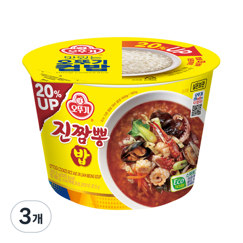 오뚜기 컵밥 증량 진짬뽕밥, 3개