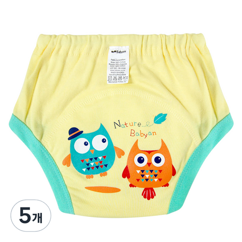 베이비앙 3중 방수 배변훈련팬티, 커플부엉이, 5개