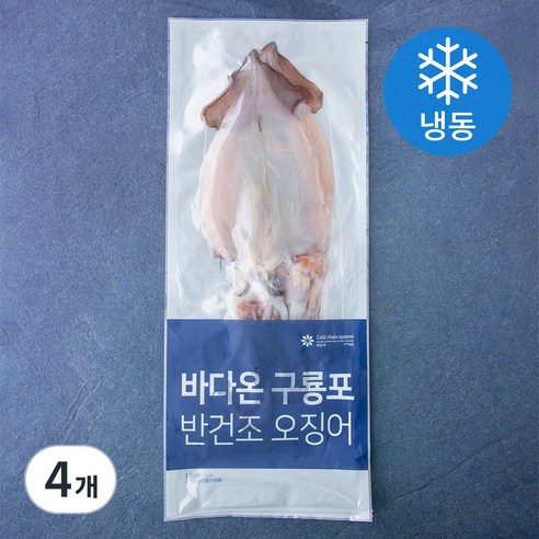 바다온 포항시 인증 구룡포건조 원양산 반건조 오징어 2미 (냉동), 220g, 4개