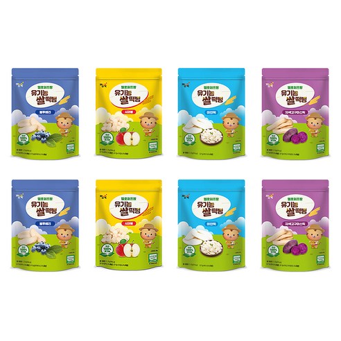 짱죽 유아용 헬로퍼프짱 유기농 쌀떡뻥 25g x 4종 세트, 2세트, 혼합맛(고구마/백미/블루베리/사과)