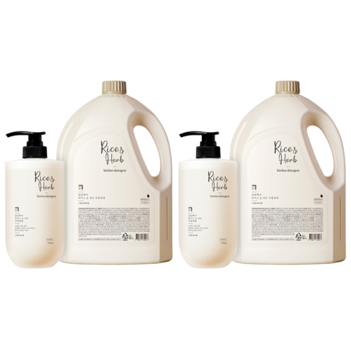 살림백서 라이스 앤 허브 주방세제 스위트허브향 750ml + 4L 세트, 2세트