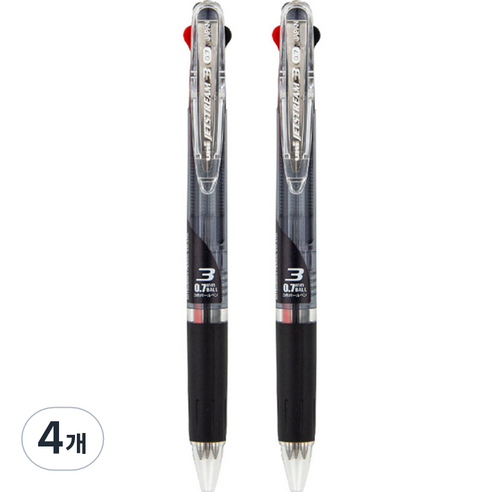 유니 제트스트림 3색볼펜 0.7mm Y.SXE3-404-07, 투명흑색, 4개