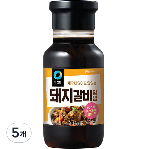 청정원 전통 돼지갈비양념, 280g, 5개