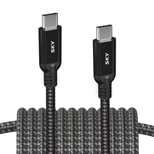 스카이 USB-PD 고속충전 2m 케이블 Gen2 SKY-C-C2PDG2 100W, 블랙