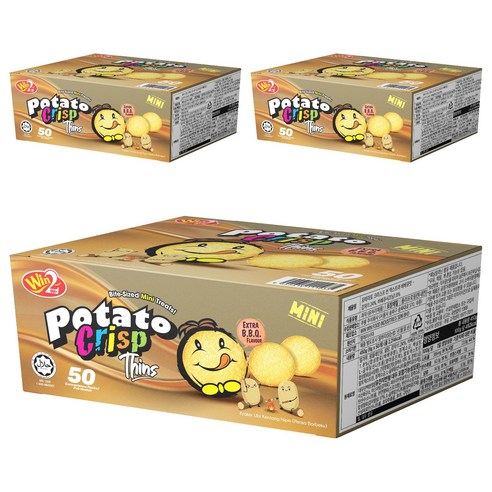 윈윈푸드 포테이토크리스프 씬 엑스트라 바베큐맛 50p, 450g, 3개