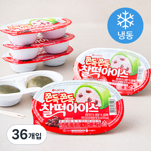 쫀득쫀득 찰떡아이스 (냉동), 90ml, 1개입, 36개