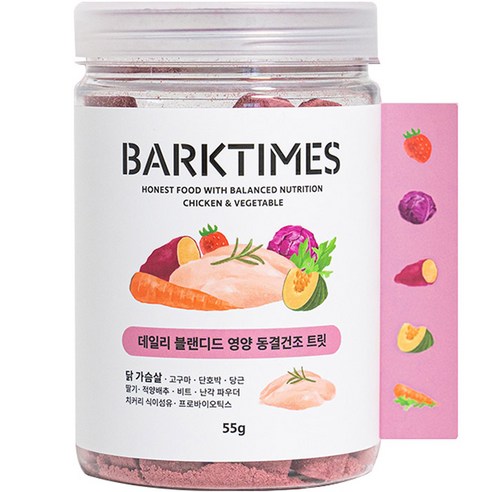바크타임즈 반려동물 데일리 브랜디드 영양 동결건조 트릿 간식 55g, 닭가슴살, 1개