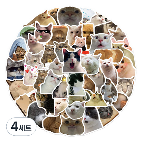 특별한상점 노트북 캐리어 여행 귀여운 고양이 스티커 세트 GT216, 미야오 월드, 4세트