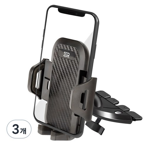 쓰리제이알 스마트폰 CD슬롯 거치대, 3개, 블랙
