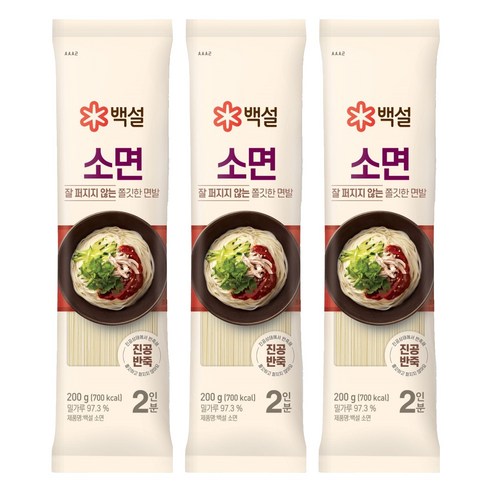백설 소면, 200g, 3개