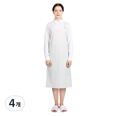 웰프런 우레탄 방수앞치마 스트라이프 중, 무광 화이트, 4개