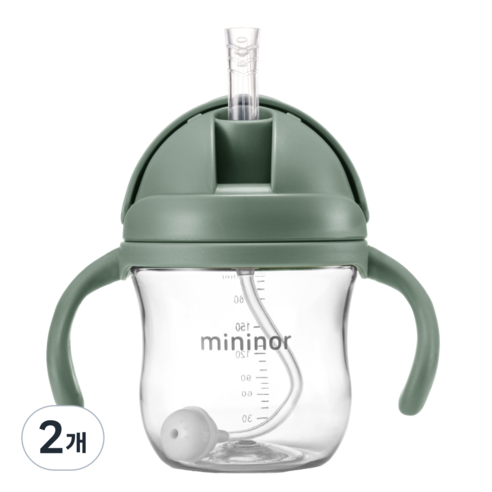 미니노어 빨대컵 220ml, 2개, 그린