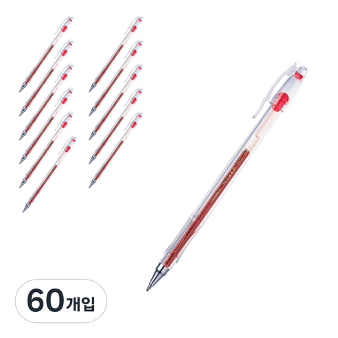 모나미 젤러 502 중성펜, 적색, 60개입