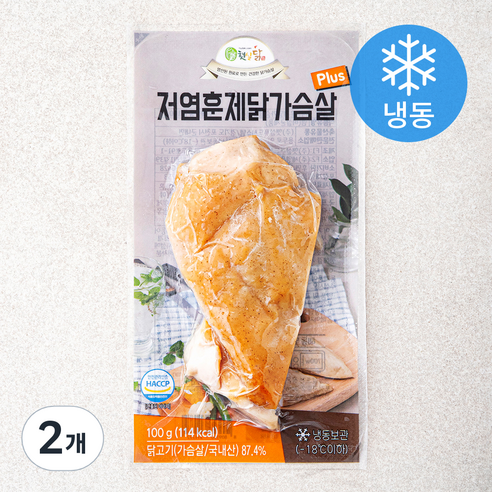 저염훈제닭가슴살 플러스, 100g, 2개