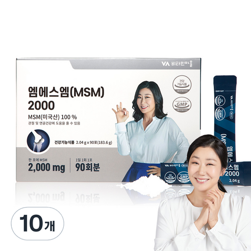 비타민마을 msm 2000 식이유황 분말 무릎관절 영양제 90p, 10개, 183.6g