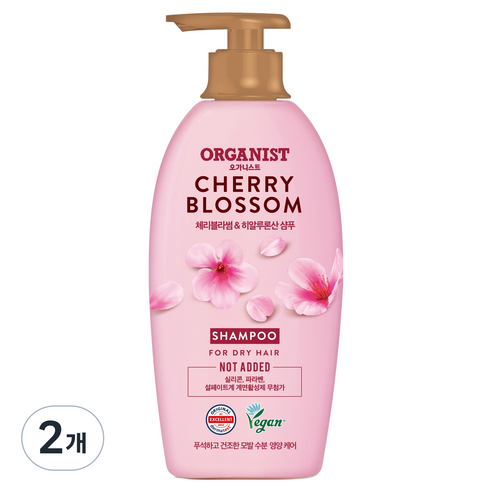 오가니스트 엘라스틴 체리블라썸 수분 영양 샴푸, 750ml, 2개