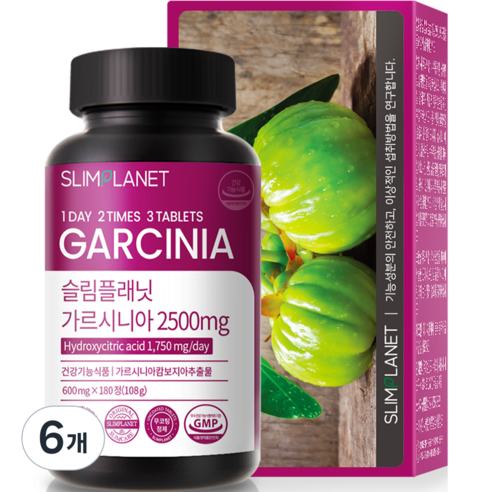 슬림플래닛 가르시니아 2500mg 다이어트 보조제 108g, 180정, 6개