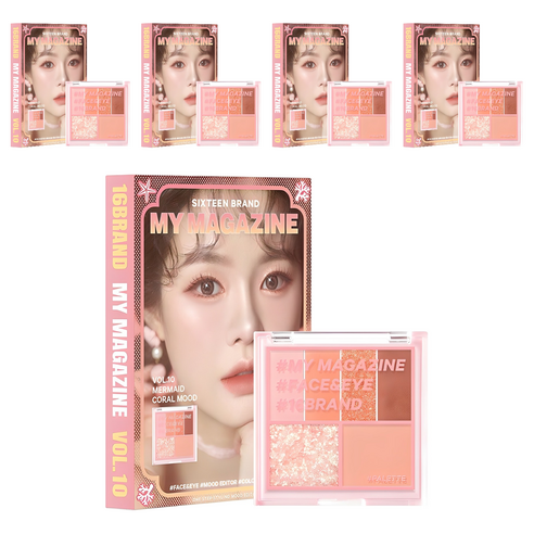 16브랜드 마이 매거진 메이크업 팔레트 7g, Vol 10 머메이드 산호 무드, 5개
