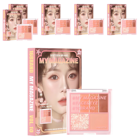 16브랜드 마이 매거진 메이크업 팔레트 7g, Vol 10 머메이드 산호 무드, 6개