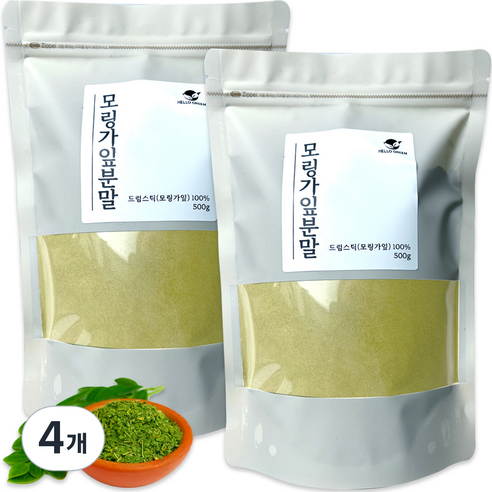 헬로우그린 모링가잎분말, 4개, 500g