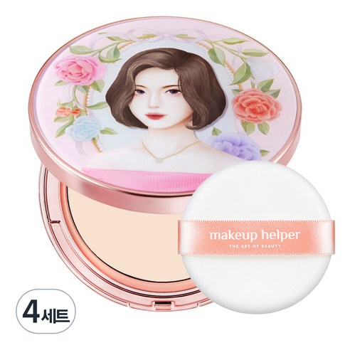 메이크업헬퍼 아트 팩트 오리지널 프로피니쉬 25g 러블리레이첼 + 전용 퍼프 세트, 21호 내추럴베이지, 4세트