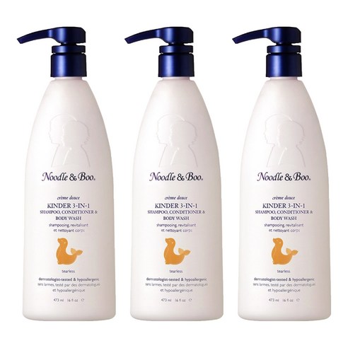유아용 누들앤부 대용량 킨더 3 in 1 샴푸 린스 & 워시, 473ml, 3개