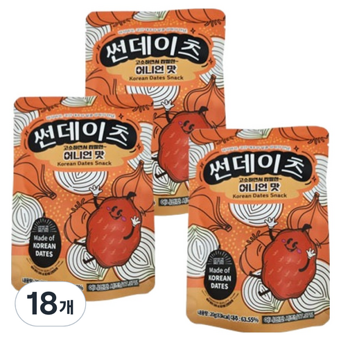 썬데이츠 대추스낵 어니언맛, 20g, 18개