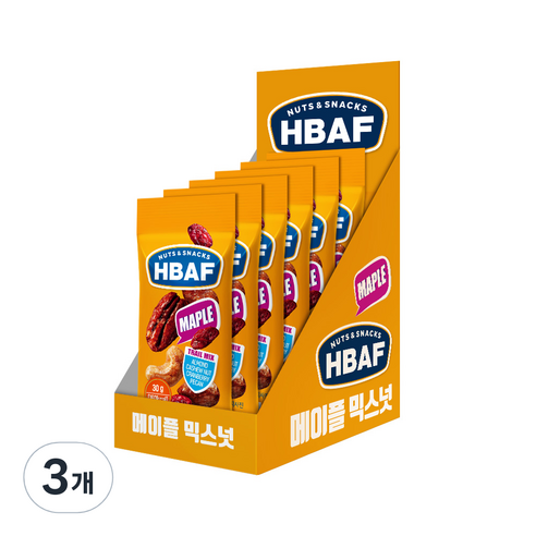 바프 넛츠앤스낵스 메이플 믹스넛 30g x 6p, 180g, 3개