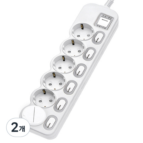 에코파워탭 국산 LED 개별 멀티탭 6구 EPM-L306 안전커버, 3.5m, 2개