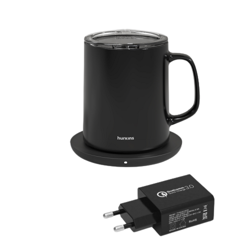 허킨스 스머그 V2 머그워머 HTMG-650A+받침패드+전원 케이블+어댑터, 블랙, 1세트