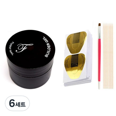 네일 연장세트, 빌더젤 12g + 젤폼지 100p + 네일브러쉬 + 우드스틱 10p, 6세트