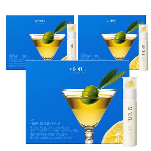 마인드풀 지중해 올리브 레몬 샷, 10회분, 3개