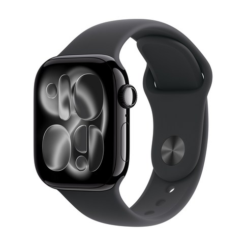 Apple 2025 애플워치 11, 제트 블랙, 42mm, GPS+Cellular, 알루미늄,제트 블랙/블랙 스포츠 밴드, S/M
