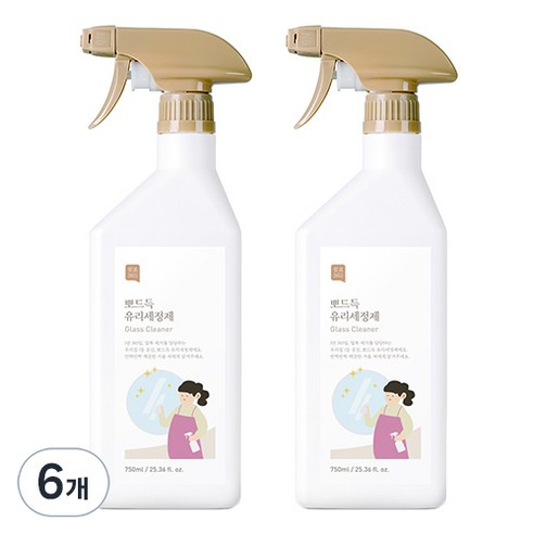 쉼표365 뽀드득 대용량 창문 유리세정제, 750ml, 6개