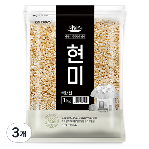 더담은 국산 현미, 3개, 1kg