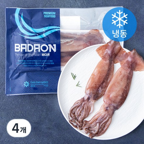 바다온 손질 통오징어 (냉동), 280g(2미), 4개