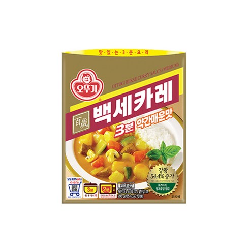 오뚜기 3분 백세카레 약간매운맛, 200g, 1개